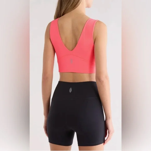 New FP Movement Never Better Crop V-Neck Tank in coral - Womens - Picture 2 of 6